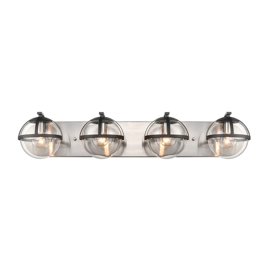 Atlas Lighting Davenay 31in 4-Light Vanity Light | Transitional Satin Nickel and Clear Glass | Bathroom Vanity | 31 x 7.5 x 6 in | Model WL11276-NK