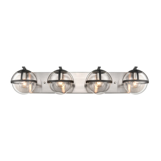 Atlas Lighting Davenay 31in 4-Light Vanity Light | Transitional Satin Nickel and Clear Glass | Bathroom Vanity | 31 x 7.5 x 6 in | Model WL11276-NK