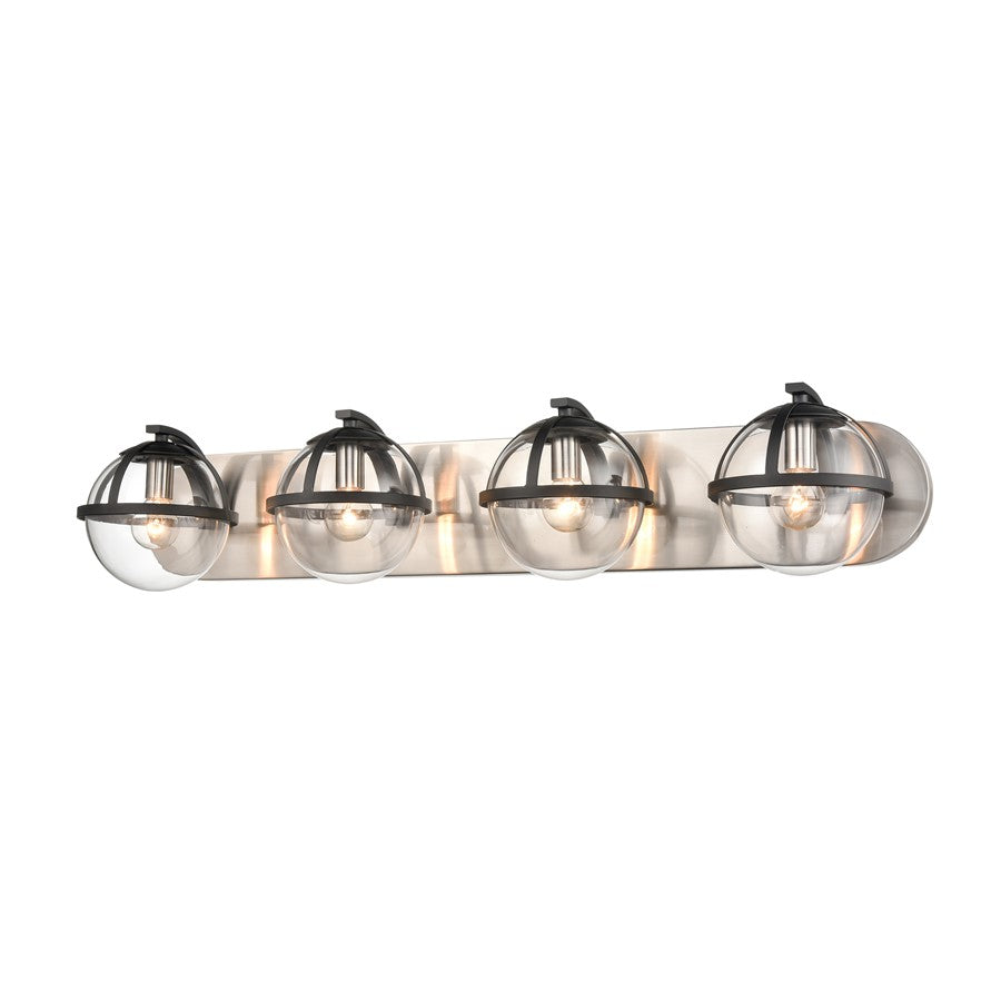 Atlas Lighting Davenay 31in 4-Light Vanity Light | Transitional Satin Nickel and Clear Glass | Bathroom Vanity | 31 x 7.5 x 6 in | Model WL11276-NK