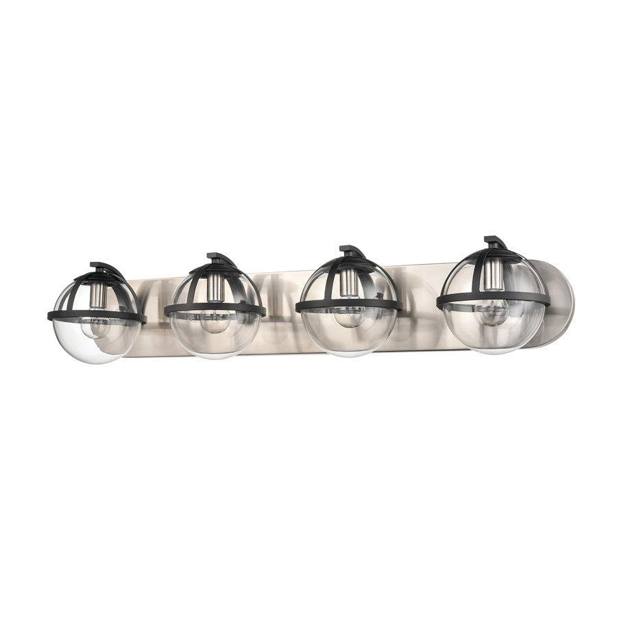Atlas Lighting Davenay 31in 4-Light Vanity Light | Transitional Satin Nickel and Clear Glass | Bathroom Vanity | 31 x 7.5 x 6 in | Model WL11276-NK