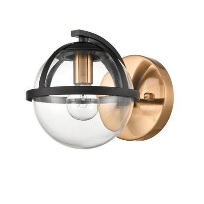 Atlas Lighting Davenay 6'' Wide 1Lt Vanity Light, Satin Brass/Clear