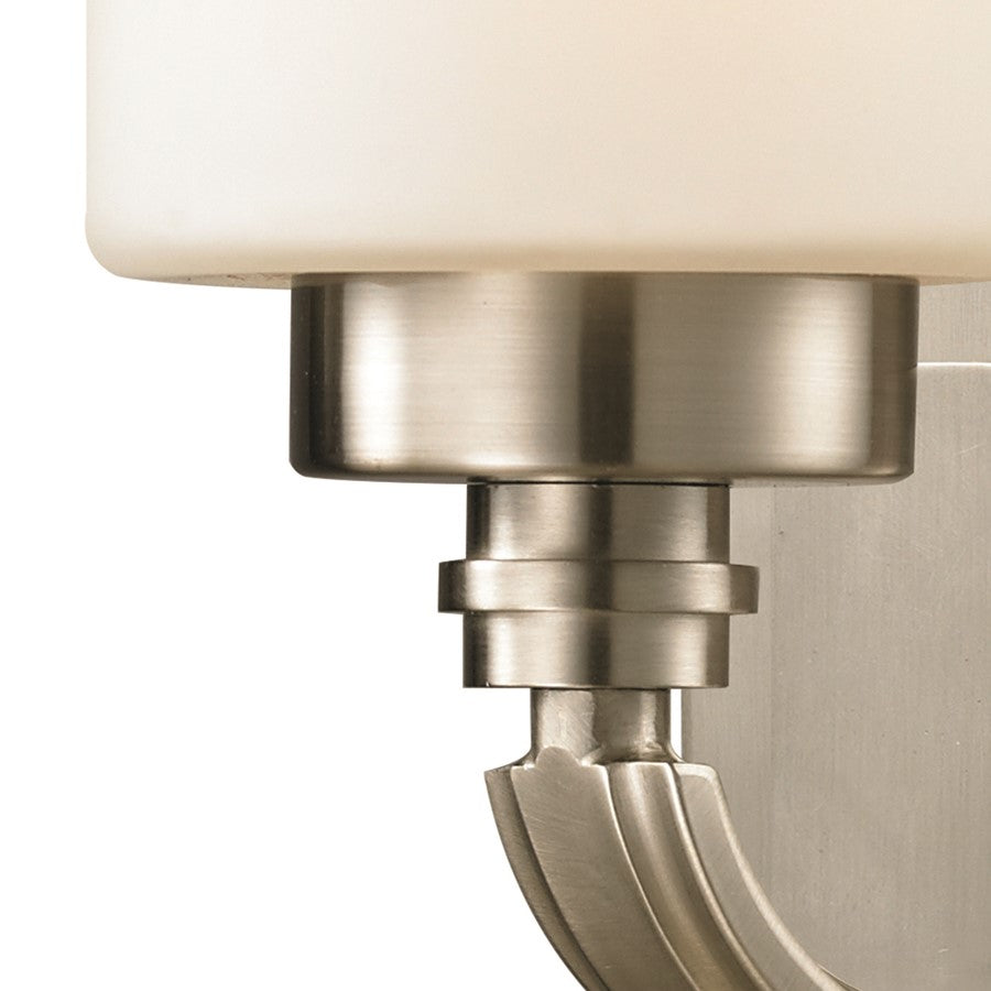 Atlas Lighting Dawson 10in 1-Light Wall Sconce | Transitional Brushed Nickel and White Frosted Glass | Bathroom Vanity | Model WL11278-NK