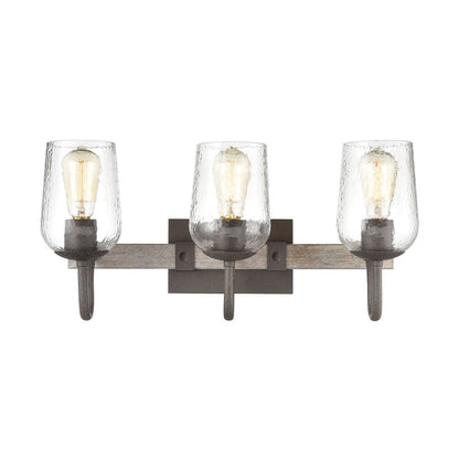 Atlas Lighting Dillon 22in 3-Light Vanity Light | Traditional Vintage Rust and Clear Hammered Glass | Bathroom Vanity | Model WL11279-BK