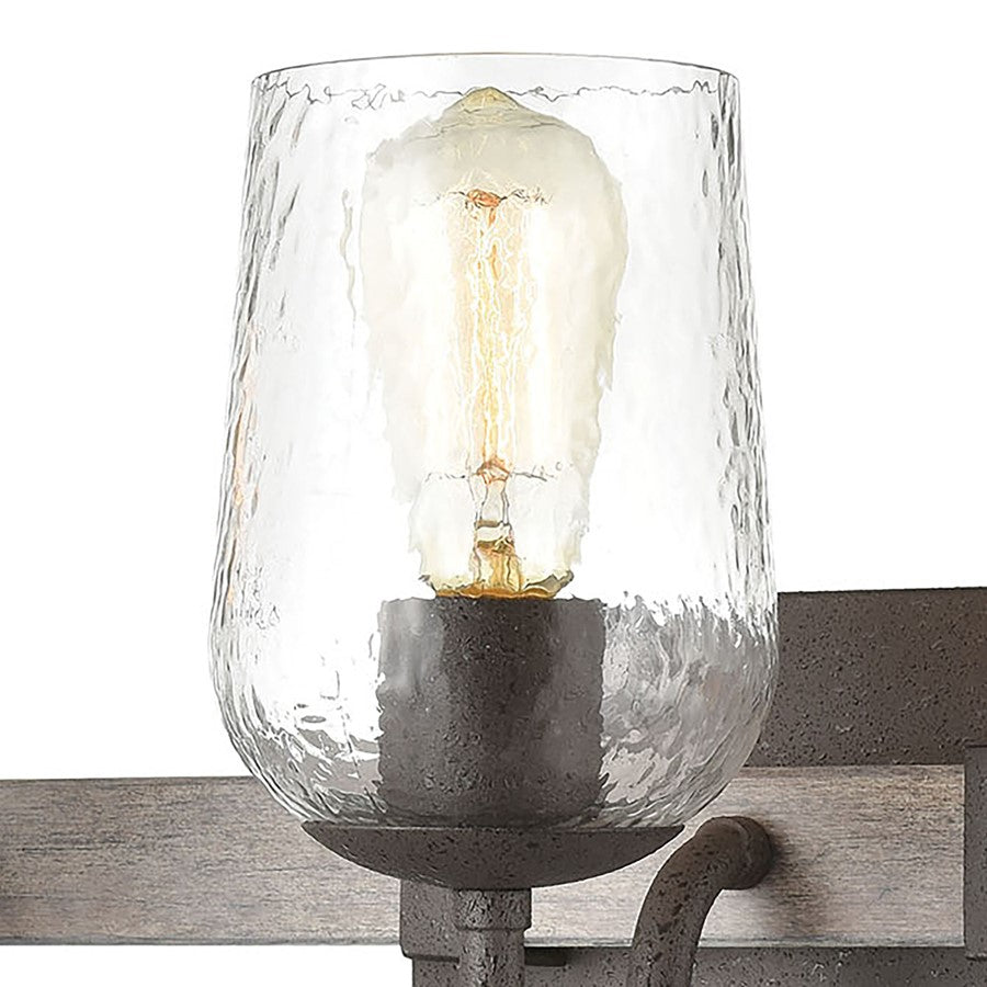 Atlas Lighting Dillon 22in 3-Light Vanity Light | Traditional Vintage Rust and Clear Hammered Glass | Bathroom Vanity | Model WL11279-BK