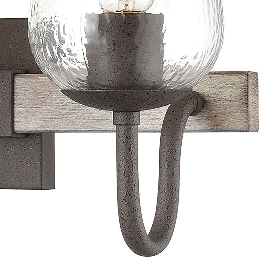 Atlas Lighting Dillon 22in 3-Light Vanity Light | Traditional Vintage Rust and Clear Hammered Glass | Bathroom Vanity | Model WL11279-BK