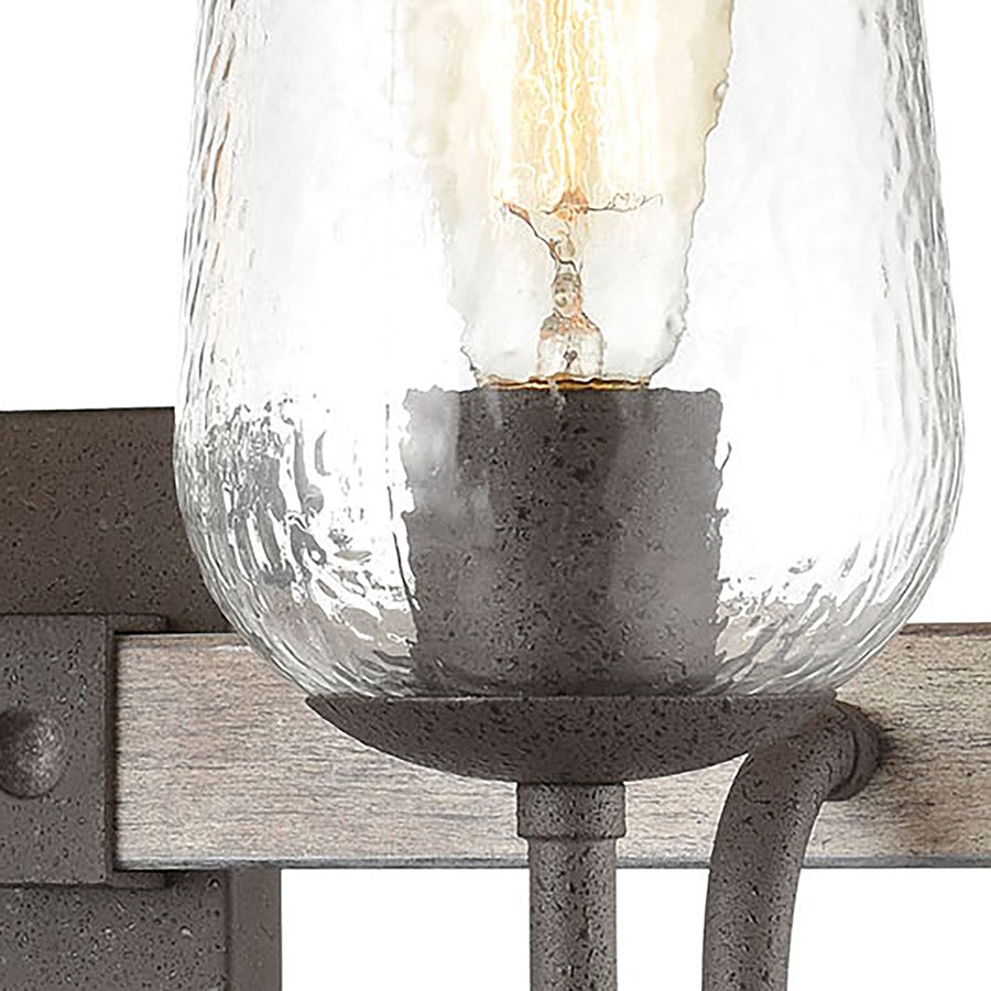 Atlas Lighting Dillon 22in 3-Light Vanity Light | Traditional Vintage Rust and Clear Hammered Glass | Bathroom Vanity | Model WL11279-BK