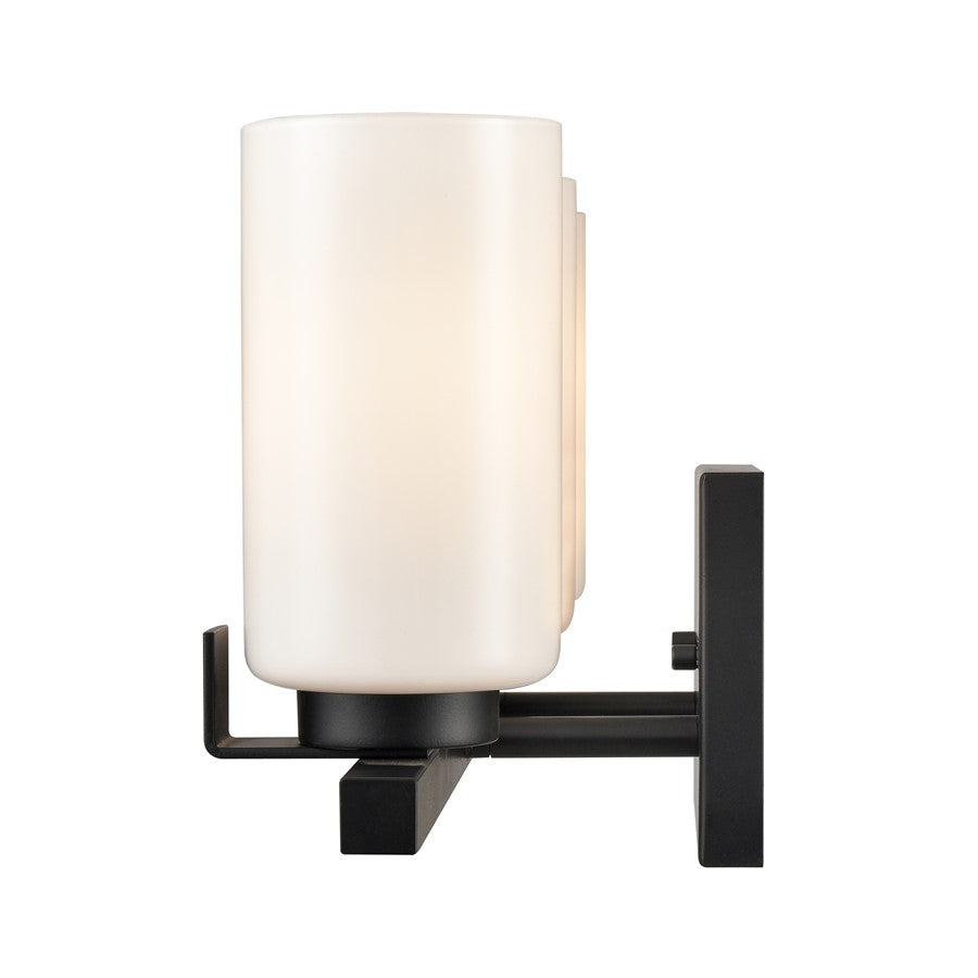 Atlas Lighting Dressler 22in 3-Light Vanity Light | Transitional Matte Black and White Opal Glass | Bathroom Vanity | Model WL11282-BK