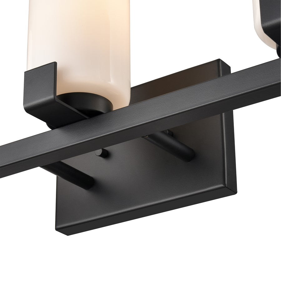 Atlas Lighting Dressler 22in 3-Light Vanity Light | Transitional Matte Black and White Opal Glass | Bathroom Vanity | Model WL11282-BK