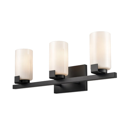 Atlas Lighting Dressler 22in 3-Light Vanity Light | Transitional Matte Black and White Opal Glass | Bathroom Vanity | Model WL11282-BK