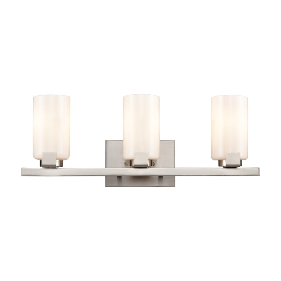 Atlas Lighting Dressler 22in 3-Light Vanity Light | Transitional Brushed Nickel and White Opal Glass | Bathroom Vanity | Model WL11282-NK