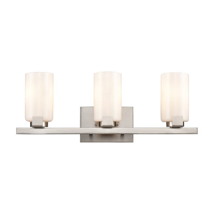 Atlas Lighting Dressler 22in 3-Light Vanity Light | Transitional Brushed Nickel and White Opal Glass | Bathroom Vanity | Model WL11282-NK