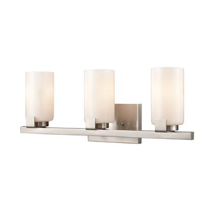 Atlas Lighting Dressler 22in 3-Light Vanity Light | Transitional Brushed Nickel and White Opal Glass | Bathroom Vanity | Model WL11282-NK