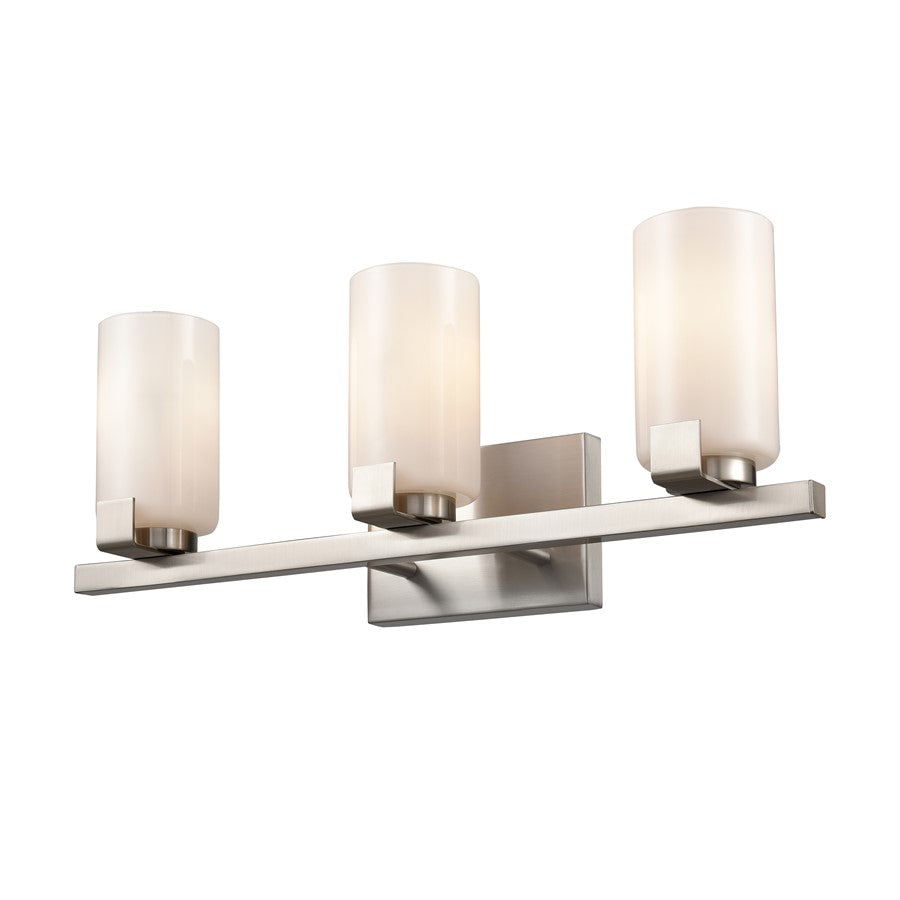 Atlas Lighting Dressler 22in 3-Light Vanity Light | Transitional Brushed Nickel and White Opal Glass | Bathroom Vanity | Model WL11282-NK
