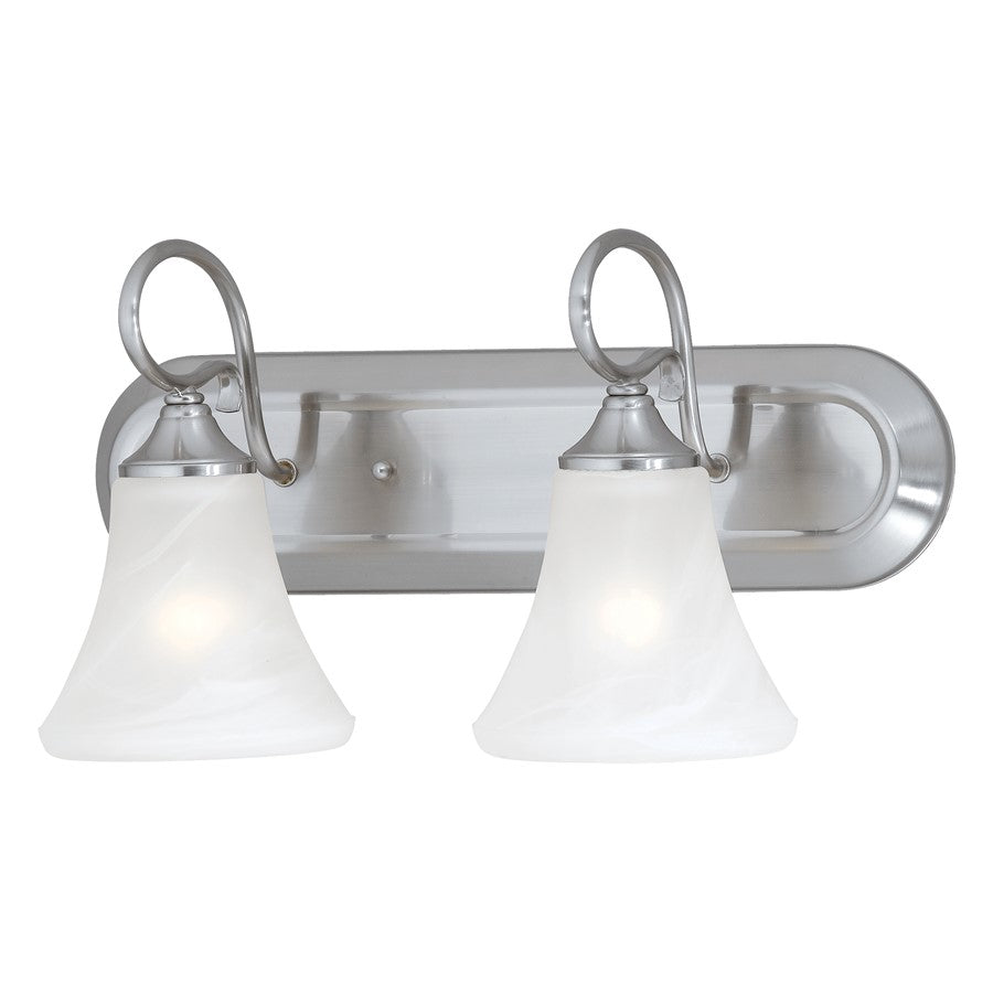 Atlas Lighting Elipse 18in 2-Light Vanity Light | Traditional Brushed Nickel and White Frosted Glass | Bathroom Vanity | Model WL11283-NK