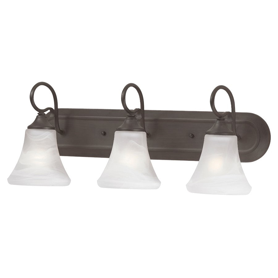 Atlas Lighting Elipse 24in 3-Light Vanity Light | Traditional Painted Bronze and White Frosted Glass | Bathroom Vanity | Model WL11284-BZ