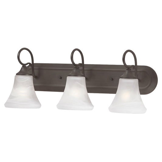 Atlas Lighting Elipse 24in 3-Light Vanity Light | Traditional Painted Bronze and White Frosted Glass | Bathroom Vanity | Model WL11284-BZ