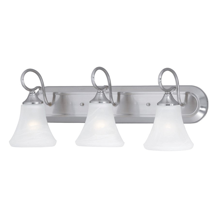 Atlas Lighting Elipse 24in 3-Light Vanity Light | Traditional Brushed Nickel and White Frosted Glass | Bathroom Vanity | Model WL11284-NK