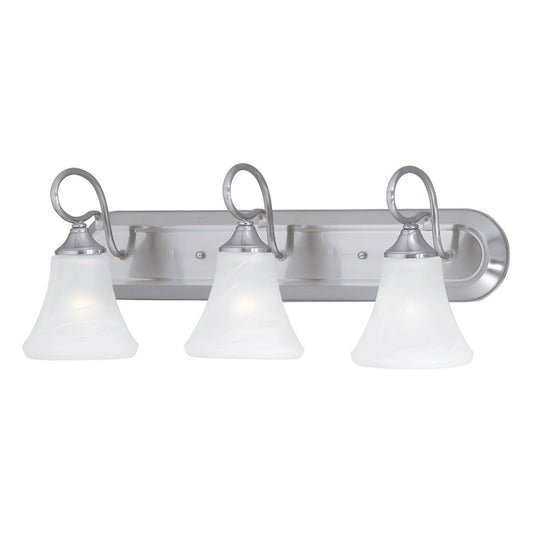 Atlas Lighting Elipse 24in 3-Light Vanity Light | Traditional Brushed Nickel and White Frosted Glass | Bathroom Vanity | Model WL11284-NK
