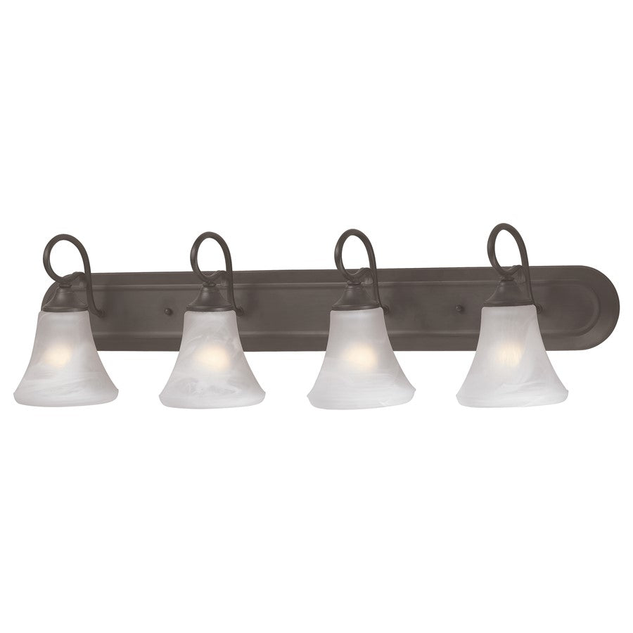 Atlas Lighting Elipse 36in 4-Light Vanity Light | Traditional Painted Bronze and White Frosted Glass | Bathroom Vanity | Model WL11285-BZ