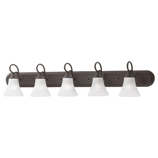 Atlas Lighting Elipse 48in 5-Light Vanity Light | Traditional Painted Bronze and White Frosted Glass | Bathroom Vanity | Model WL11286-BZ