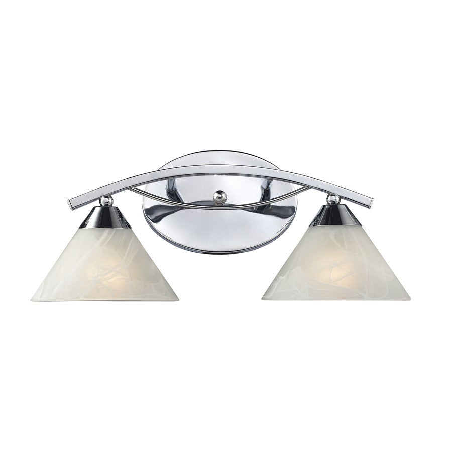 Atlas Lighting Elysburg 18in 2-Light Vanity Light | Transitional Polished Chrome and White Glass | Bathroom Vanity | 18 x 9 x 8 in | Model WL11288-CH