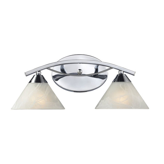 Atlas Lighting Elysburg 18in 2-Light Vanity Light | Transitional Polished Chrome and White Glass | Bathroom Vanity | 18 x 9 x 8 in | Model WL11288-CH