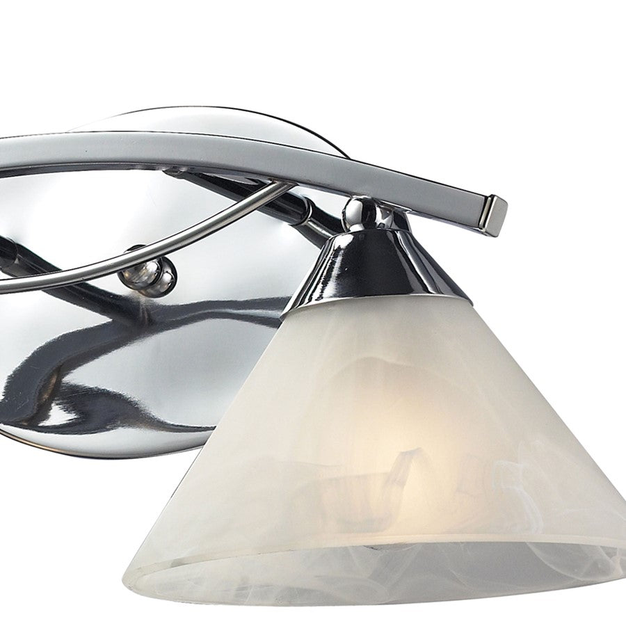 Atlas Lighting Elysburg 18in 2-Light Vanity Light | Transitional Polished Chrome and White Glass | Bathroom Vanity | 18 x 9 x 8 in | Model WL11288-CH