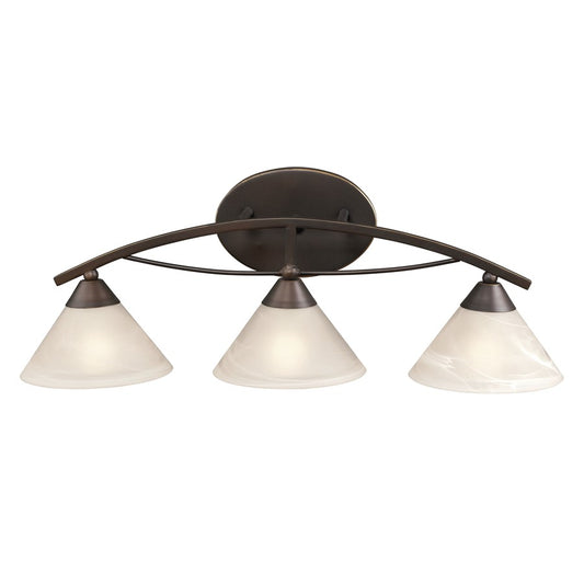 Atlas Lighting Elysburg 25in 3-Light Vanity Light | Transitional Oil Rubbed Bronze and White Glass | Bathroom Vanity | Model WL11289-BZ