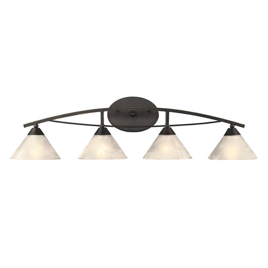 Atlas Lighting Elysburg 36in 4-Light Vanity Light | Transitional Oil Rubbed Bronze and White Glass | Bathroom Vanity | Model WL11290-BZ
