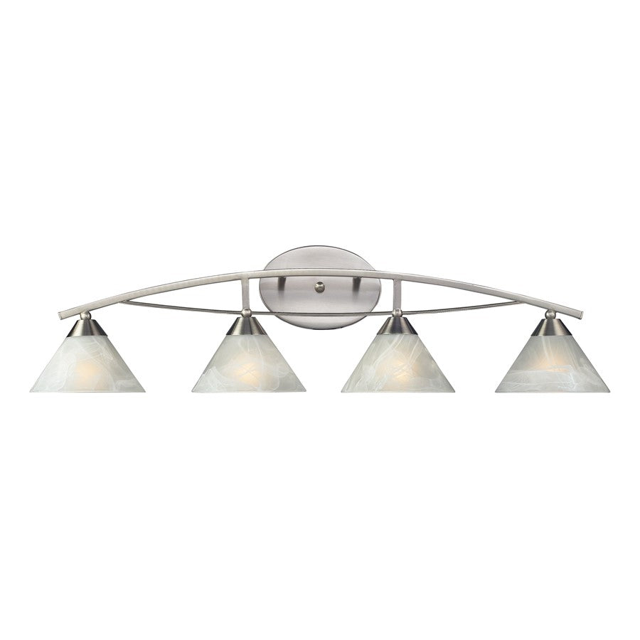 Atlas Lighting Elysburg 36in 4-Light Vanity Light | Transitional Satin Nickel and White Glass | Bathroom Vanity | 36 x 9 x 9 in | Model WL11290-NK