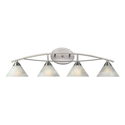 Atlas Lighting Elysburg 36in 4-Light Vanity Light | Transitional Satin Nickel and White Glass | Bathroom Vanity | 36 x 9 x 9 in | Model WL11290-NK