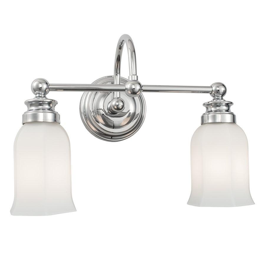 Atlas Lighting Emily 15in 2-Light Vanity Light | Traditional Chrome and White Glass | Bathroom Vanity | 15 x 15 x 11 in | Model WL11292-CH