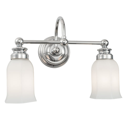 Atlas Lighting Emily 15in 2-Light Vanity Light | Traditional Chrome and White Glass | Bathroom Vanity | 15 x 15 x 11 in | Model WL11292-CH