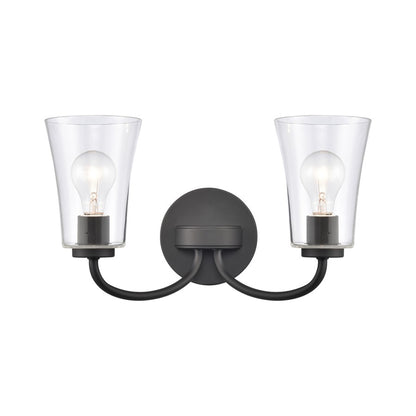 Atlas Lighting Emily 17in 2-Light Vanity Light | Traditional Matte Black and Clear Glass | Bathroom Vanity | 17 x 8.75 x 9.5 in | Model WL11293-BK