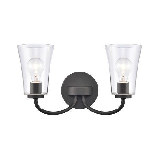 Atlas Lighting Emily 17in 2-Light Vanity Light | Traditional Matte Black and Clear Glass | Bathroom Vanity | 17 x 8.75 x 9.5 in | Model WL11293-BK
