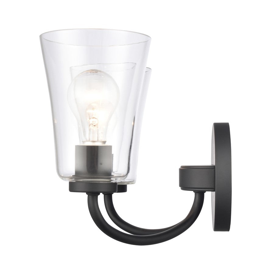 Atlas Lighting Emily 17in 2-Light Vanity Light | Traditional Matte Black and Clear Glass | Bathroom Vanity | 17 x 8.75 x 9.5 in | Model WL11293-BK