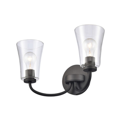 Atlas Lighting Emily 17in 2-Light Vanity Light | Traditional Matte Black and Clear Glass | Bathroom Vanity | 17 x 8.75 x 9.5 in | Model WL11293-BK