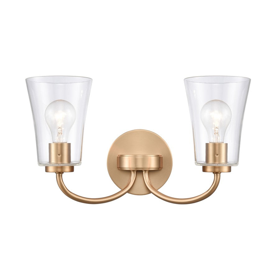 Atlas Lighting Emily 17in 2-Light Vanity Light | Traditional Brushed Gold and Clear Glass | Bathroom Vanity | 17 x 8.75 x 9.5 in | Model WL11293-GD