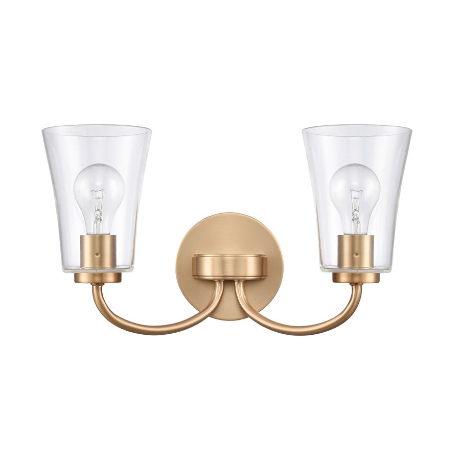 Atlas Lighting Emily 17in 2-Light Vanity Light | Traditional Brushed Gold and Clear Glass | Bathroom Vanity | 17 x 8.75 x 9.5 in | Model WL11293-GD
