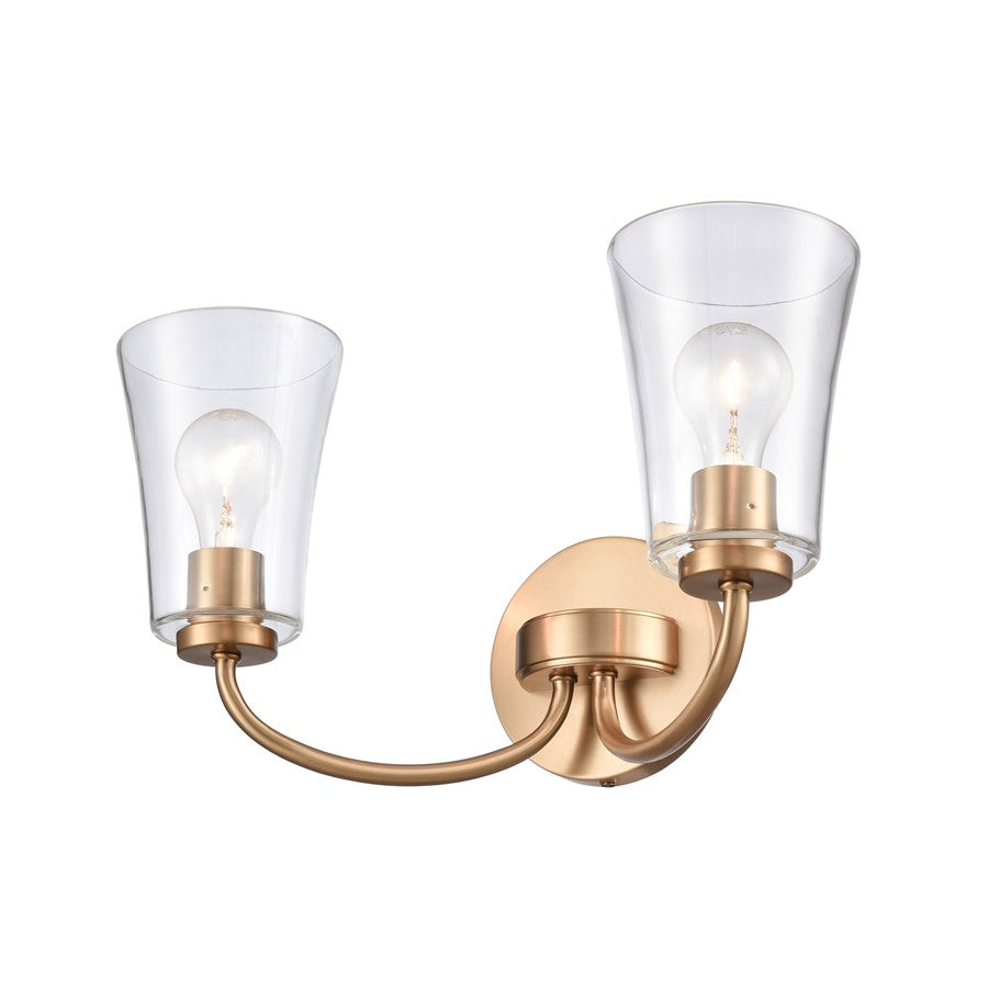 Atlas Lighting Emily 17in 2-Light Vanity Light | Traditional Brushed Gold and Clear Glass | Bathroom Vanity | 17 x 8.75 x 9.5 in | Model WL11293-GD