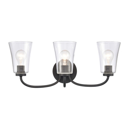 Atlas Lighting Emily 23in 3-Light Vanity Light | Traditional Matte Black and Clear Glass | Bathroom Vanity | 23 x 8.75 x 9.5 in | Model WL11294-BK