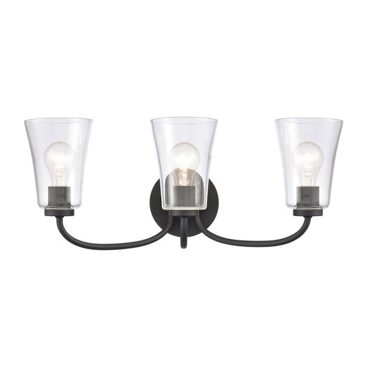 Atlas Lighting Emily 23in 3-Light Vanity Light | Traditional Matte Black and Clear Glass | Bathroom Vanity | 23 x 8.75 x 9.5 in | Model WL11294-BK