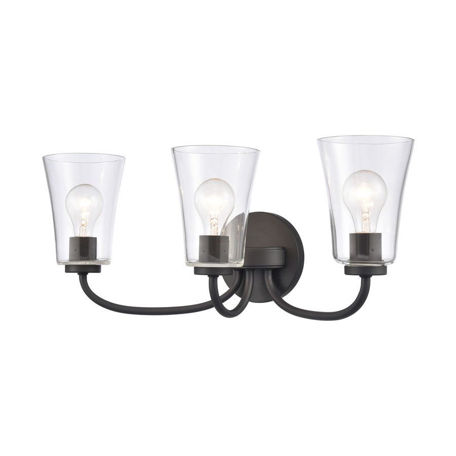 Atlas Lighting Emily 23in 3-Light Vanity Light | Traditional Matte Black and Clear Glass | Bathroom Vanity | 23 x 8.75 x 9.5 in | Model WL11294-BK