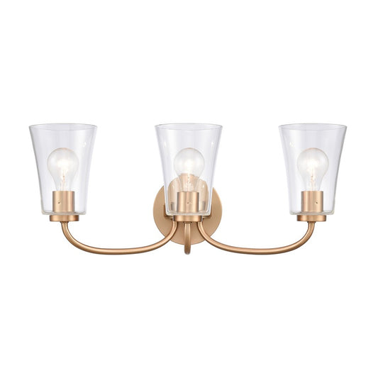 Atlas Lighting Emily 23in 3-Light Vanity Light | Traditional Brushed Gold and Clear Glass | Bathroom Vanity | 23 x 8.75 x 9.5 in | Model WL11294-GD