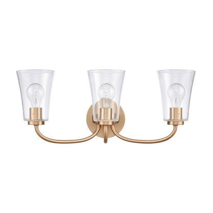 Atlas Lighting Emily 23in 3-Light Vanity Light | Traditional Brushed Gold and Clear Glass | Bathroom Vanity | 23 x 8.75 x 9.5 in | Model WL11294-GD