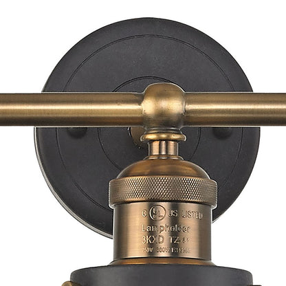 Atlas Lighting English Pub 28in 3-Light Vanity Light | Transitional Graphite and Antique Brass with Black Metal Shades | Bathroom | Model WL11296-BK
