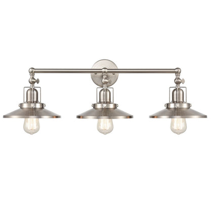 Atlas English Pub 28in 3-Light Vanity Light | Transitional Satin Nickel Metal | Bathroom Vanity | 28 x 10 x 8 in | Model WL11296-NK2