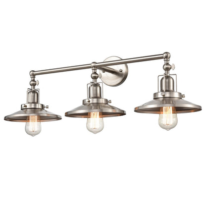 Atlas English Pub 28in 3-Light Vanity Light | Transitional Satin Nickel Metal | Bathroom Vanity | 28 x 10 x 8 in | Model WL11296-NK2