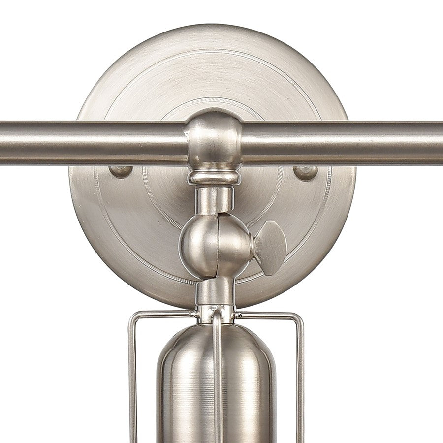Atlas English Pub 28in 3-Light Vanity Light | Transitional Satin Nickel Metal | Bathroom Vanity | 28 x 10 x 8 in | Model WL11296-NK2