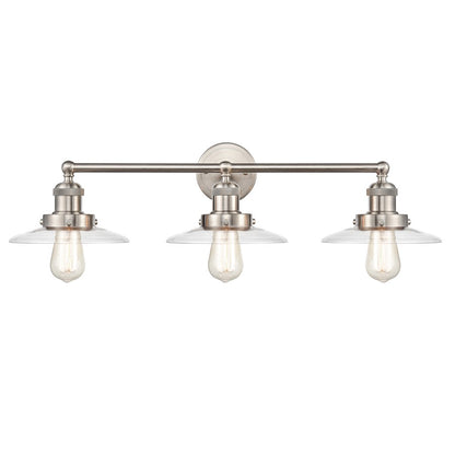 Atlas English Pub 28in 3-Light Vanity Light | Transitional Satin Nickel Metal | Bathroom Vanity | 28 x 10 x 8 in | Model WL11296-NK3